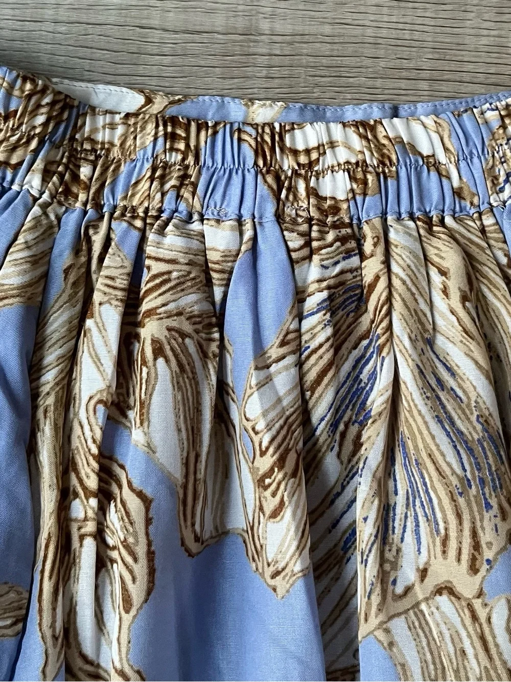 Philosophy Blue Floral A-Line Midi Skirt with Beige Print